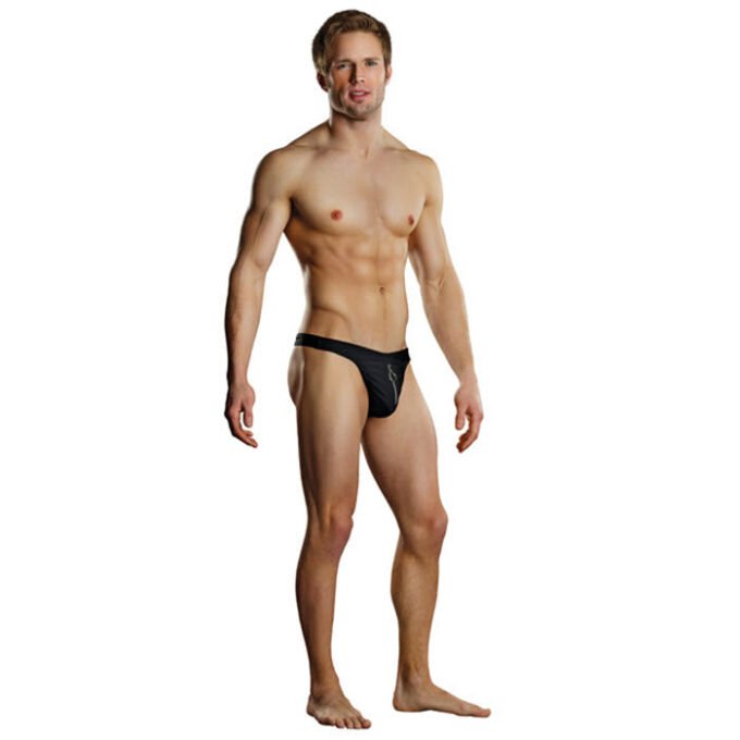RH-193 Male Power Zipper Thong Black Talla S/M - Imagen 3