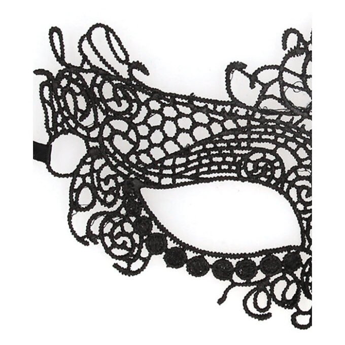 AA-177 Shots Ouch Black & White Lace Eye Mask Queen Black - Imagen 4