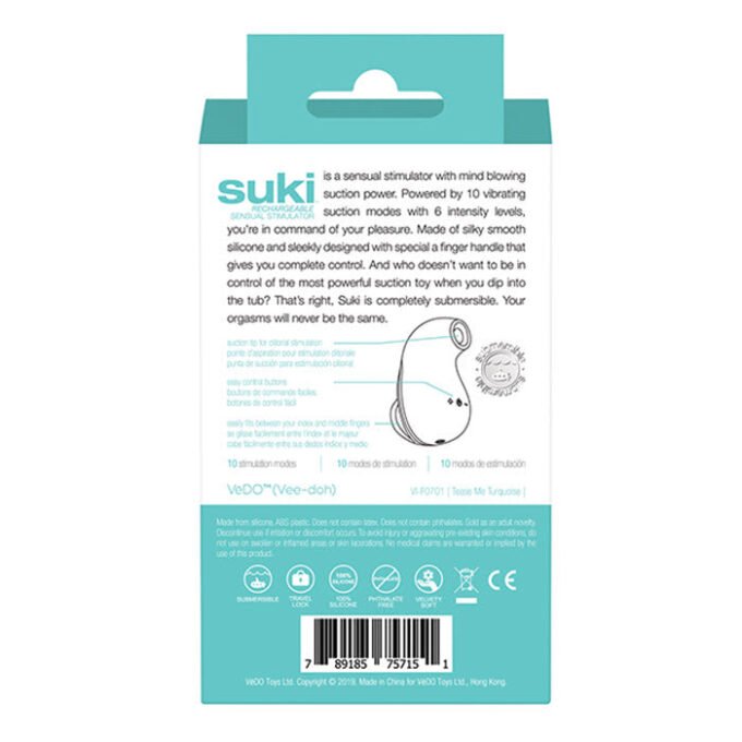 MO-840 VeDO Suki Rechargeable Vibrating Sucker - Tease Me Turquoise - Imagen 6