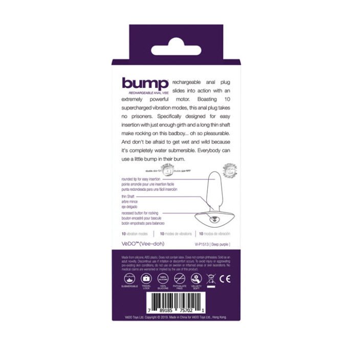 PC-395 VeDO Bump Rechargeable Anal Vibe - Deep Purple - Imagen 3