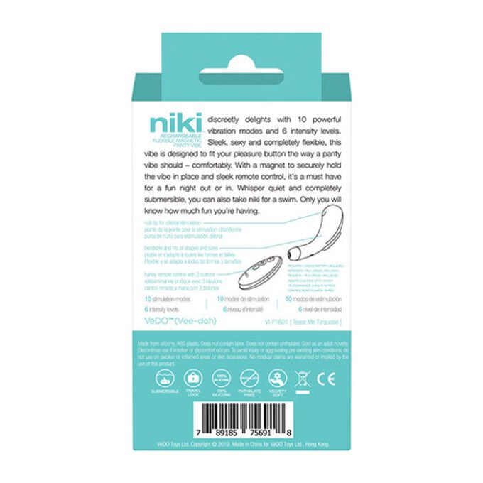 TV-99 VeDO Niki Rechargeable Panty Vibe - Tease Me Turquoise - Imagen 5