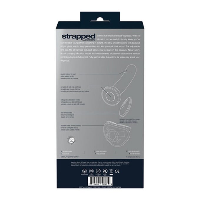 AR-881 VeDo Strapped Rechargeable Vibrating Strap On - Just Black - Imagen 8