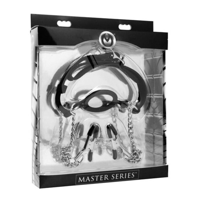 BG-29 Mutiny Silicone O-Ring Gag with Nipple Clamps - Imagen 3