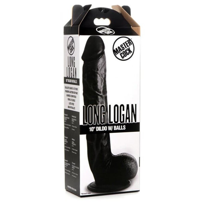 XT-10 Long Logan 10″ Inch Dildo with Balls - Black - Imagen 6