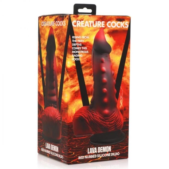 CC-34 Creature Cocks Lava Demon Thick Nubbed Silicone Dildo - Black/Red - Imagen 8