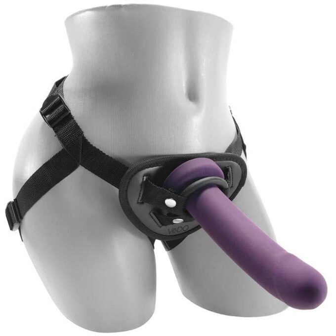 AR-882 VeDo Strapped Rechargeable Vibrating Strap On - Deep Purple - Imagen 2