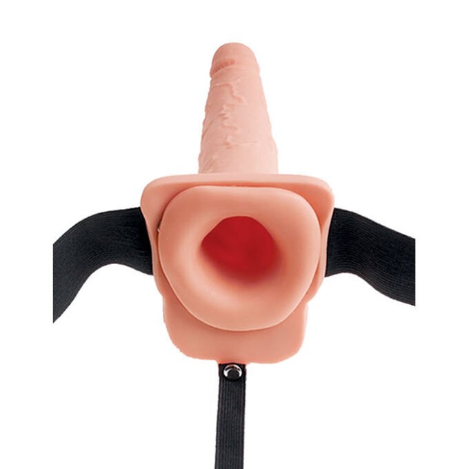 AR-883 Fetish Fantasy Series 9" Hollow Squirting Strap On w/Balls - Flesh - Imagen 4