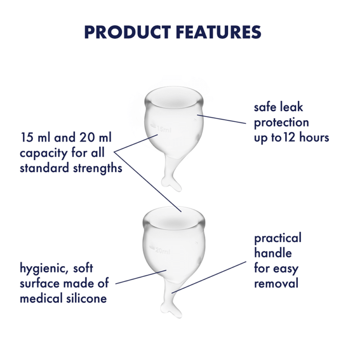 CM-30 Juego de 2 Copas Menstruales Satisfyer Feel Secure Menstrual Cup - Transparente - Imagen 5